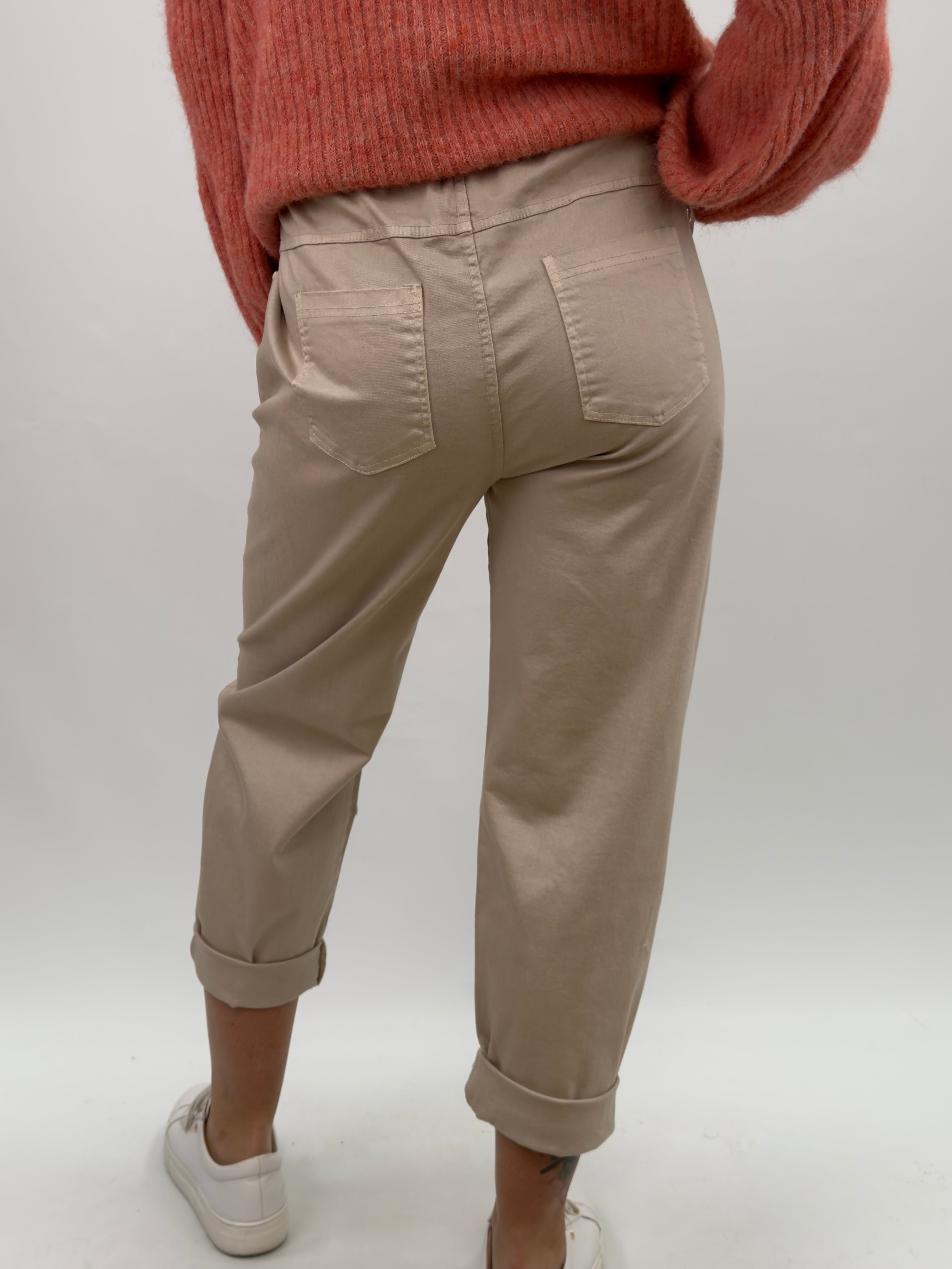 Zelia Bomullsbyxor med nitar beige & taupe
