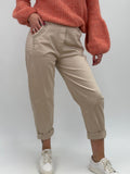 Zelia Bomullsbyxor med nitar beige & taupe