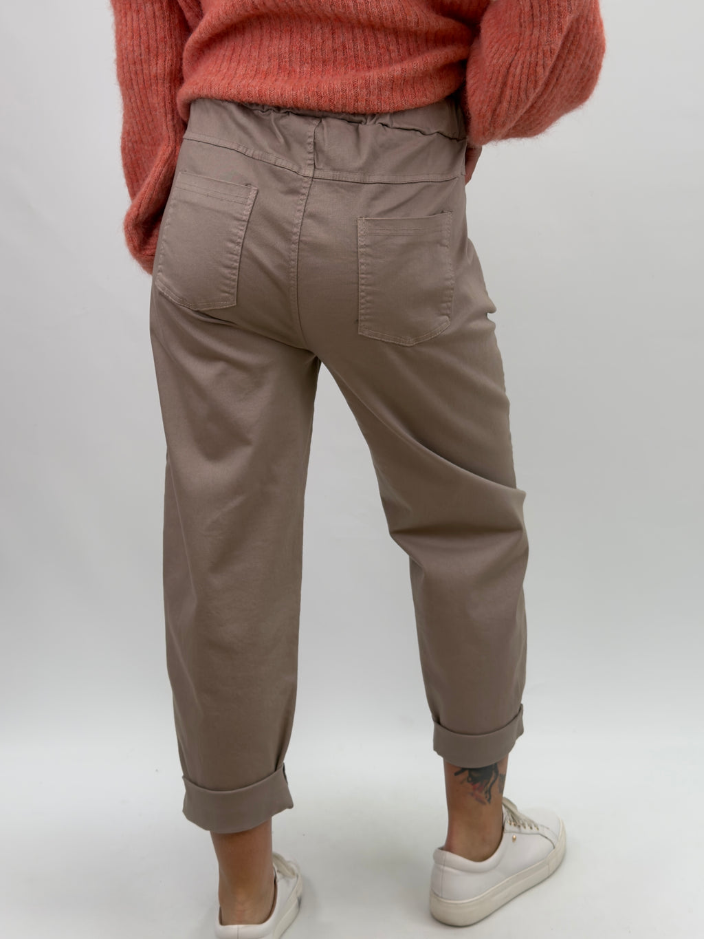 Zelia Bomullsbyxor med nitar beige & taupe