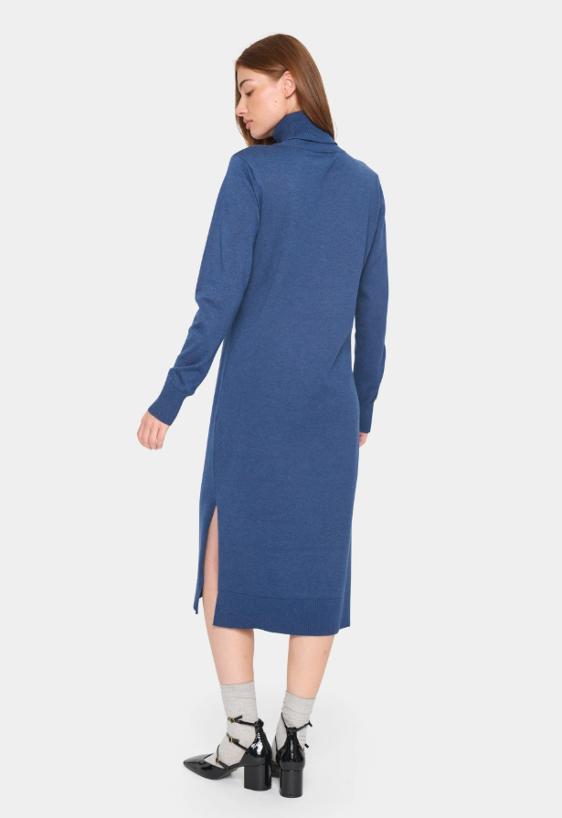 MILASZ ROLL NECK LONG - Stickad klänning - titan melange ERBJUDANDE