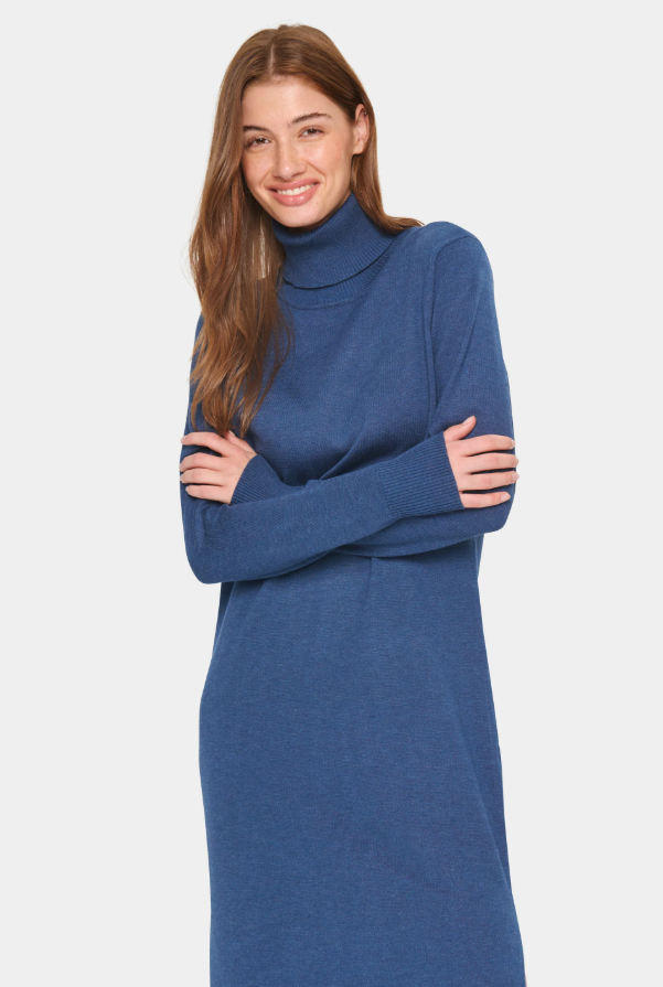 MILASZ ROLL NECK LONG - Stickad klänning - titan melange ERBJUDANDE